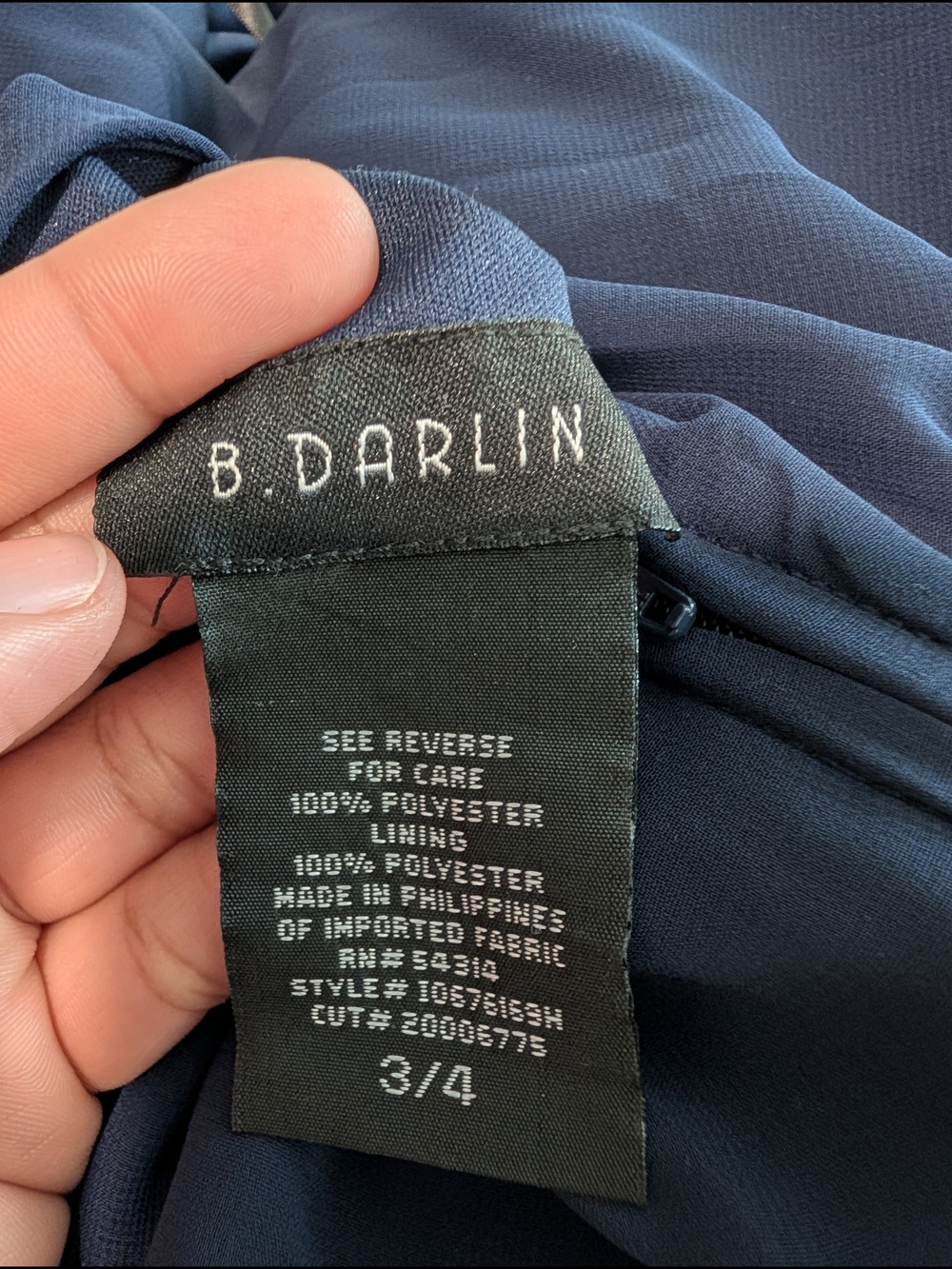 B Darlin Navy Pleated Maxi Dress/Gown - Picture 5 of 5